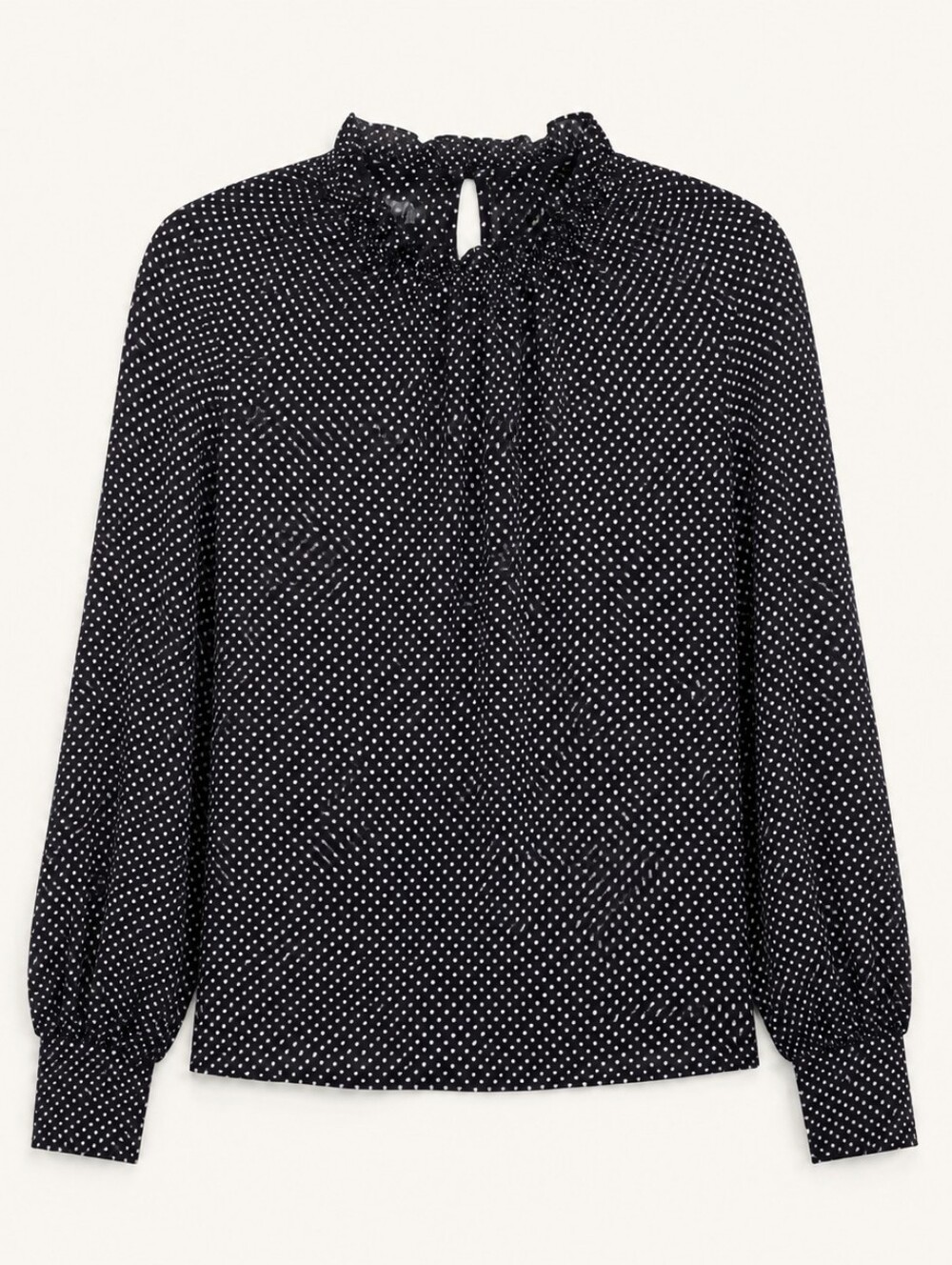 Adrianna Papell Polka Dot Ruffle-Neck Blouse Size Medium